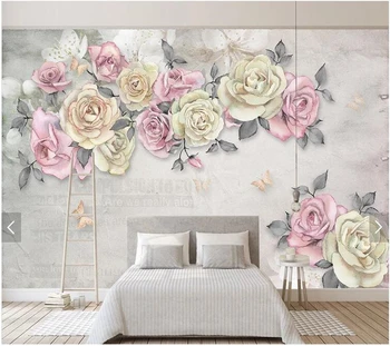 Personalizado borboleta de papel de parede,flor simples pintura a óleo murais para a sala de estar, sofá restaurante PLANO de fundo do papel de parede