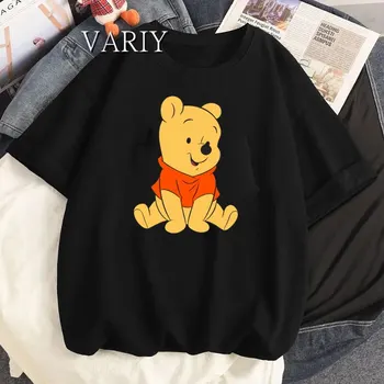 Disney Winnie The Pooh 100% Algodão T-shirt das Mulheres Harajuku Oversized Tee da Marca Verão Gráfico de Alta Qualidade Tops Frete Grátis