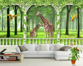Personalizado grande mural, papel de parede,Girafa 3D papel de parede de fundo,sala de TV, sofá parede de quarto de criança foto 3d papel de parede