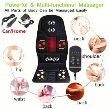 Elétrica massagem de corpo Inteiro Almofada Portátil Aquecimento de Vibração de Volta Massager Chair Almofada de Carro para Casa Lombar, Pescoço Colchão Alívio da Dor