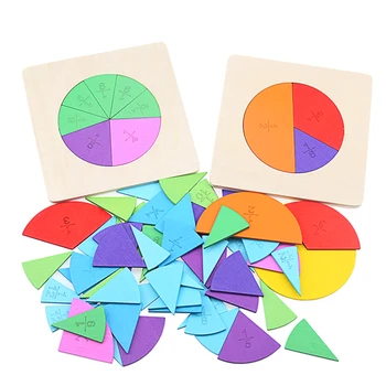 Montessori Matemática Fração de Tabuleiro Super Fração Caixa de Círculo Colorido Decomposição Fracionário de Aprendizagem de Madeira de Brinquedos para as Crianças 5+
