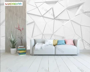 Personalizado Moderna Abstrata Geométrica triângulo branco 3d Criativo papel de parede,Sala de tv de parede Quarto decoração home bar mural adesivo