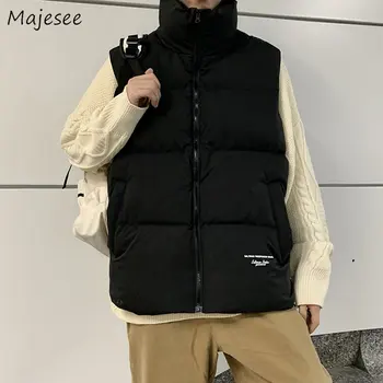 Inverno Coletes Homens Casaco de Vestuário jogo Multi Bolsos Sólido Simplesmente Adolescentes Streetwear Térmica de Moda de Carga Japonês Kpop Elegante