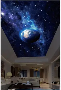 Papéis de parede personalizados 3d teto papel de parede para parede 3 d HD imagem grande e belo céu estrelado terra zenith pintura do teto pintura