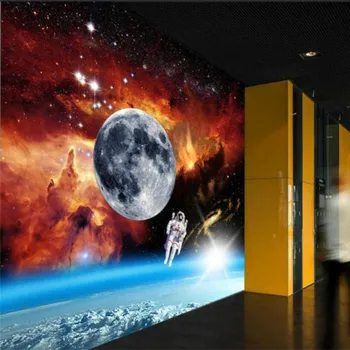 Personalizado em Qualquer Tamanho de Foto 3D papel de Parede Espaço Paisagem Vista A Partir da Terra, do Universo Estrelado Astronauta Mural 3D Papéis de Parede Decoração da Casa