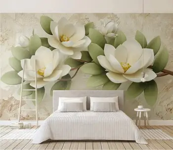 Personalizado em 3d, em relevo de cor esculpida flores simples PLANO de fundo do papel de parede mural de fotos na parede