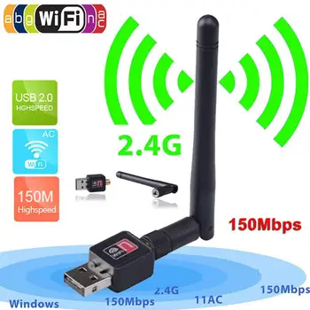 Mini Adaptador USB Wifi 150Mbps 2dB WiFi Dongle Wi-fi do Receptor Placa de Rede sem Fio 802.11 b/g/n Antena wi-fi Ethernet