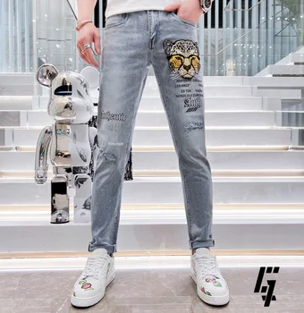 Moda xc454 calças de Brim dos Homens 2022 Pista de Luxo Europeu de Design de festa estilo de Roupas masculinas