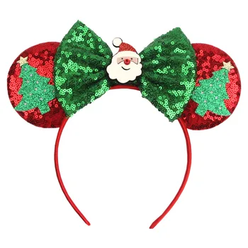 Natal Nova Faixa do Partido Mostrar Ins Menina Enfeites de Lantejoulas Arco Mickey Cabeça para Crianças, Acessórios de Cabelo, Presente de Aniversário