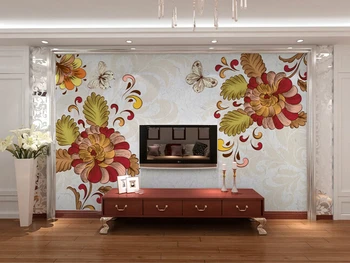 Personalizado papel de parede floral , nostálgico floral murais para a sala de estar, quarto PLANO de fundo impermeável papel de parede de vinil