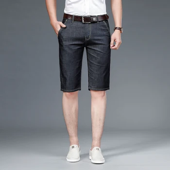 2021 verão dos Homens novos slim short jeans Moda casual algodão stretch shorts jeans homens de Preto azul azul claro