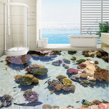 beibehang Foto em Carpete Pintura Adesivos de Parede de Coral, Peixes Tropicais do Oceano em 3D Chão Pinturas, papel de parede 3d para sala atacado