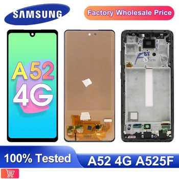 100% Testado TFT Para Samsung Galaxy A52 Tela LCD de Toque com o Quadro do conjunto do Digitador Para Samsung A52 4G A525F A525F/DS