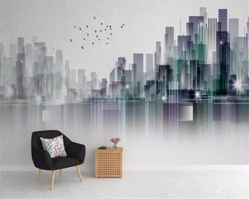 Beibehang Personalizada foto de papel de parede 3d Nórdicos cidade moderna silhueta da paisagem de papel de parede de sala de estar de plano de Fundo de parede 3d papel de parede
