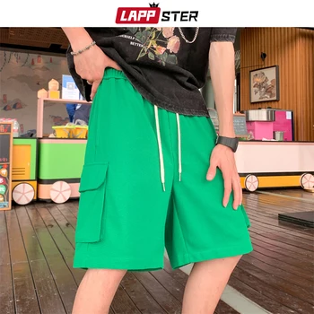 LAPPSTER Y2k Japonês Streetwear Shorts de Basquete 2022 Algodão Harajuku Carga Mens de Calças de Verão Branco Bolsos Sweatshorts 5XL