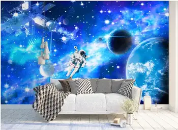personalizado mural de fotos de papel de parede 3d Belo universo astronauta da estação espacial nave espacial sala de estar papel de Parede para parede na rola