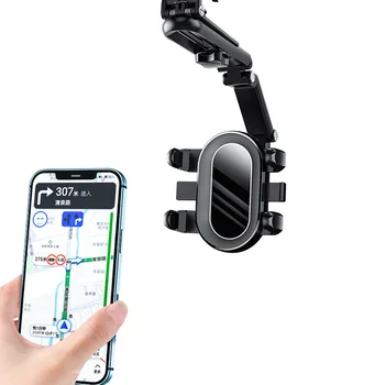 Carro Titular do Telefone 1080 Rotação da Viseira de Sol do Carro de Telefone de Suporte GPS Suporte Universal Rotativo Telescópico Ajustável Carro Titular do Telefone