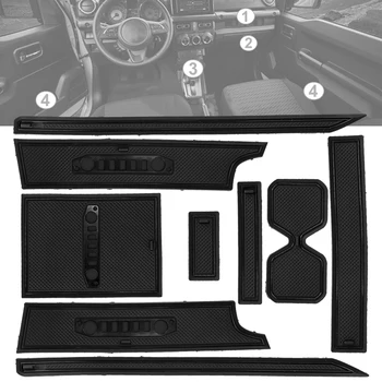 9Pc porta Porta de Fenda de Arrumação Tapete Console Central porta-Copo Corrimão Caixa de Almofada de apoio de Braço Armazenamento Organizador de Tapetes de Borracha Para Suzuki Jimny