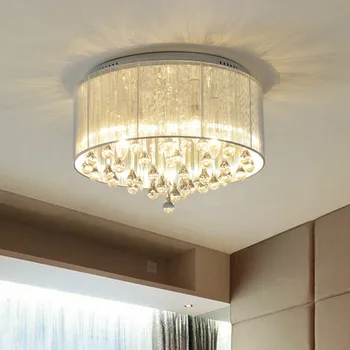 Quarto de teto de cristal da lâmpada romântico LED de teto redonda da lâmpada de casa, o restaurante do hotel decoração sala de estar lâmpadas WF909530