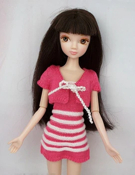 2020 Artesanais Alta Qualidade cor-de-Rosa Casaco de Tricô & Camisola de Vestidos Para a Boneca Barbie Para 1/6 BJD Boneca Acessórios Garoto DIY Brinquedo