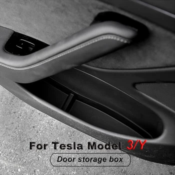 A Porta do carro de Armazenamento de Caixa de TPE Impermeável Guarda-chuva de Caixa Bandeja do Organizer do Tesla Model 3 Y 2021 2022 Interior Modificação Acessórios