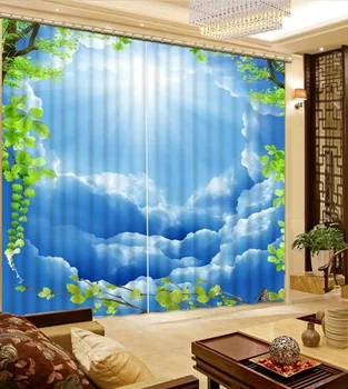 Decoração de Sala de estar de Arte Natural de céu azul personalizado cortina de moda, decoração casa, decoração para quartos, sala de cortina