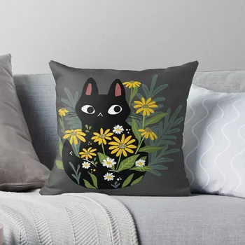 Pillowslip gato com flores Jogar Travesseiro 100% Poliéster Decoração Fronha Home Capa de Almofada 45*45cm
