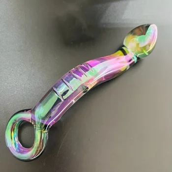Vidro colorido Vibrador Plug anal arco-íris Tentáculo Anal Textura Brinquedos Sexuais Vagina Gspot Adultos de Produtos para Mulheres de próstata emocionante