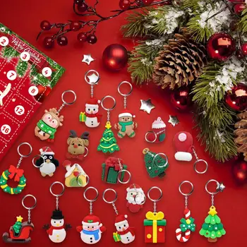 1 Conjunto Único Boneco Chaveiro Ampla Aplicação Compacto Natal Chaveiro Calendário Crianças De Presente De Natal Advento Do Keychain