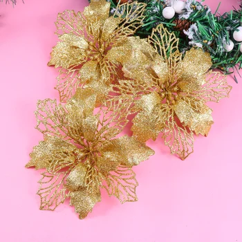 Flores De Natal, Bicos-De-Artificial Glitter Oco De Árvore Decorações De Simulação Pingente De Flor Hangingde Navidad Coroa De Flores