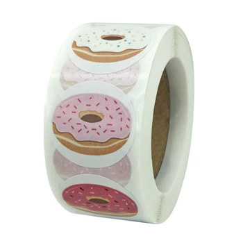 100-500PCS Rodada Donut Adesivos Caseiros de Fermento de Padaria Decoração Colorida Etiquetas Crianças Partido Scrapbooking papel de carta Adesivos