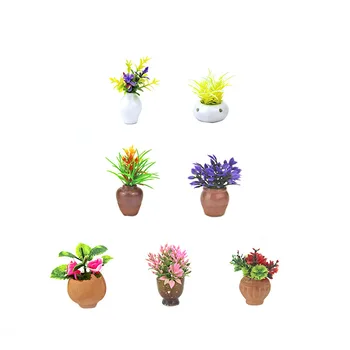 Casa De Bonecas Da Planta Bonsai Casa De Bonecas Mini Vaso De Planta Artificial Pequena Vegetação Ornamento Em Miniatura Pendurar Vasos De Planta Falso Flor