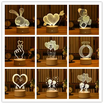 Presente do Dia dos namorados USB 3D Acrílico Quarto da Noite de Luz, Decoração de Casamento Decoração Festa Decoração de chá de Bebê
