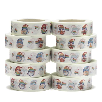 2022 NOVO 10pcs/Lot 15mm x 10m Mês do Orgulho Gnome Saudações Cartoon Washi Tape Scrapbook Máscara Adesivo Washi Tape artigos de Papelaria