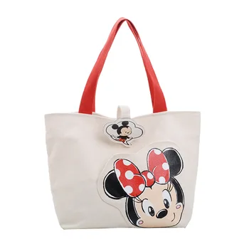 Disney big bag duplo feminino saco bonito dos desenhos animados do Mickey grande capacidade de bolsa da menina ombro saco de lona bolsas bolsa de compras
