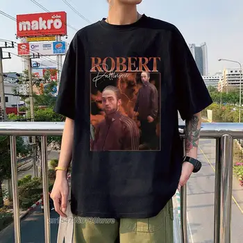 Harajuku T-Shirt De Robert Pattinson Em Pé Meme T-Shirt Dos Homens De Preto Cartoon Tee Tops Rob Camisetas De Manga Curta Moda Tshirt