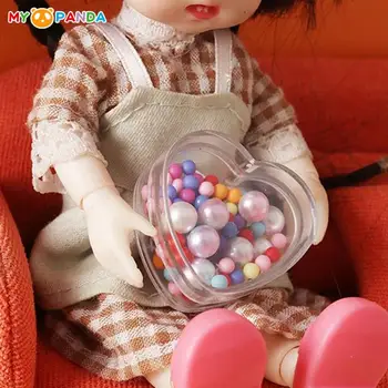 5Pcs 1:12 Casa de bonecas em Miniatura Transparente Coração de Armazenamento de Caixa de Lanche Tanque Caixa de Jóias Modelo DIY Vida em Casa Cena Decoração Brinquedo