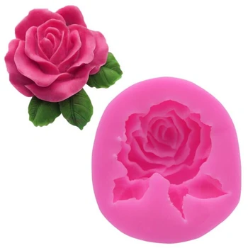 Silicone 3D DIY Grande Flor de Rosa Bolo Fondant de Chocolate Sugarcraft Molde de Cozimento de Decoração Ferramenta de Molde