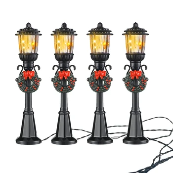 4 Pcs Mini de Natal Lâmpada de Pós Trem Lâmpada Miniatura da Lâmpada de Rua Luzes Decorativas Para o DIY Casa de bonecas Aldeia Caminho