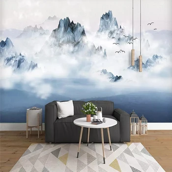 Decorativa de papel de parede de Tinta paisagem novo Chinês paisagem pintados à mão pintura Chinesa sofá na parede do fundo