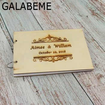 21.5X15cm nome Personalizado data de Casamento Livro de Convidados Personalizado logotipo Gravado em Madeira de Casamento Livro de Assinatura weddding decoração