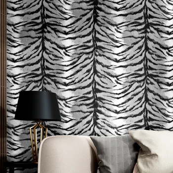 Zebra-Faixa de papel de Parede de Sala de estar, Quarto de Cabeceira, Sofá Moderno, Simples Retro Nostálgico TV na Parede do Fundo Leopard Wallpaper