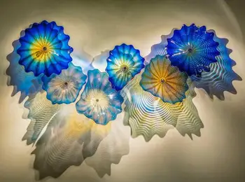 GIRBAN Moderno, de Vidro de Murano arandelas de Parede de Lâmpadas de Luxo, iluminação interna Resumo Flor Arte de Parede decoração Placas de parede de luz nórdica
