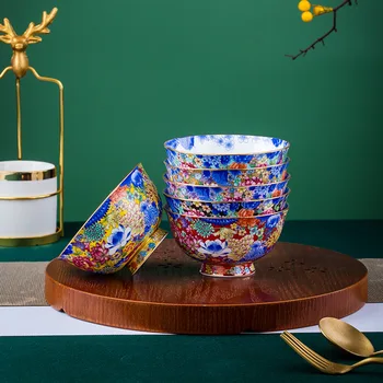 Jingdezhen tigela de porcelana, colorido Wanhua, de 4,5 polegadas tigela de arroz, macarrão tigela pequena tigela de sopa, Chinês rodada tigela para restaurante