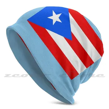 Porto Rico Bandeira Diy Pulôver De Boné Chapéu De Malha De Plus Size Mantenha Quente Elástico Macio Porto Rico Sangue Cuba Paz Bandeira-Ilha Do Céu Água