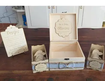 Personalizado Rústicos de Madeira do Vintage Casamento Livro de Convidados Alternativa Queda no Desejo de Caixa de Desejos de aniversário, chá de bebê drop top box livro de visitas