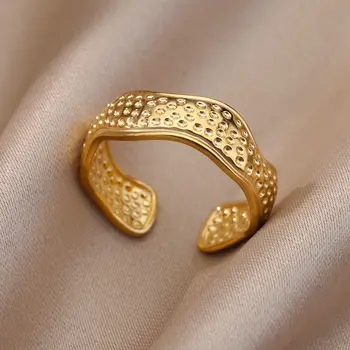 Anéis De Aço Inoxidável Para As Mulheres Homens Cor De Ouro Abrir O Envolvimento Festa De Casamento Anel Masculino Feminino Moda Dedo Presente Da Jóia