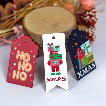 50pcs Feliz Natal Obrigado Papel Kraft Tags árvore de Natal Pendurando Rótulo de Navidad Festa de ano novo de Presente de Cartão de Decorações para o Lar