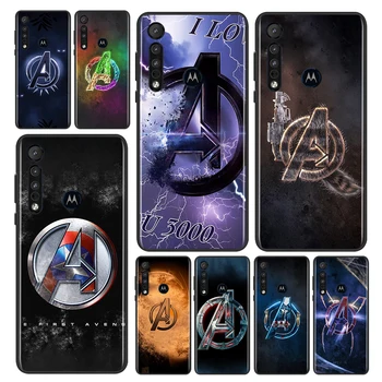 Vingadores da Marvel Super logotipo Case Para Motorola Moto G8 G9 E20 E7 E6 Um Marco Hyper Fusion Power Edge Plus Preto Tampa do Telefone