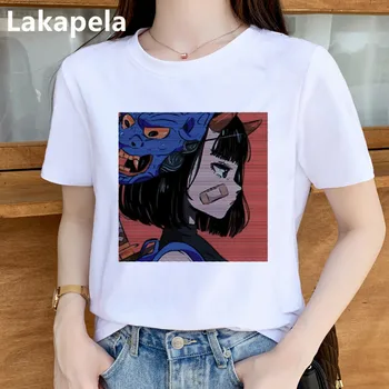 Y2K Escuro Cultura Egirl Mulheres maiores de Verão 2021 Novo Engraçado Moda Harajuku Tshirt Tops da Base de dados de S-neck White Tee curto Mulher T-shirts